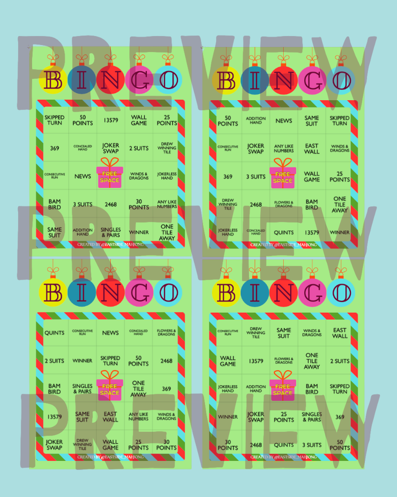 Merry Mahjong Bingo Cards