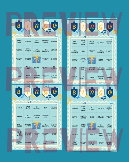 Happy Hanukkah Bingo Cards